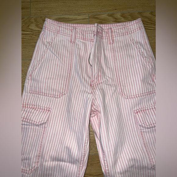 Zara pink stripped cargo pants - Picture 6 of 11
